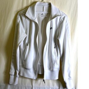 Nike Sportswear White Full Zip Track Jacket Zippered Pockets Women's Size M
